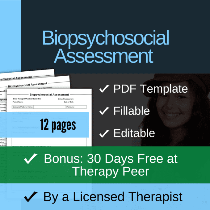 Biopsychosocial Assessment Template PDF Printable