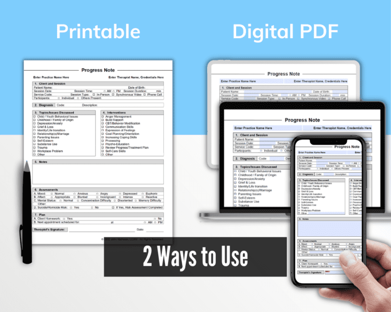 FAST Progress Note Template by a Licensed Therapist