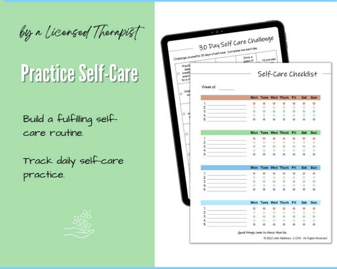 Self Care Planner including Self Care Checklist and 30 Day Self Care Challenge