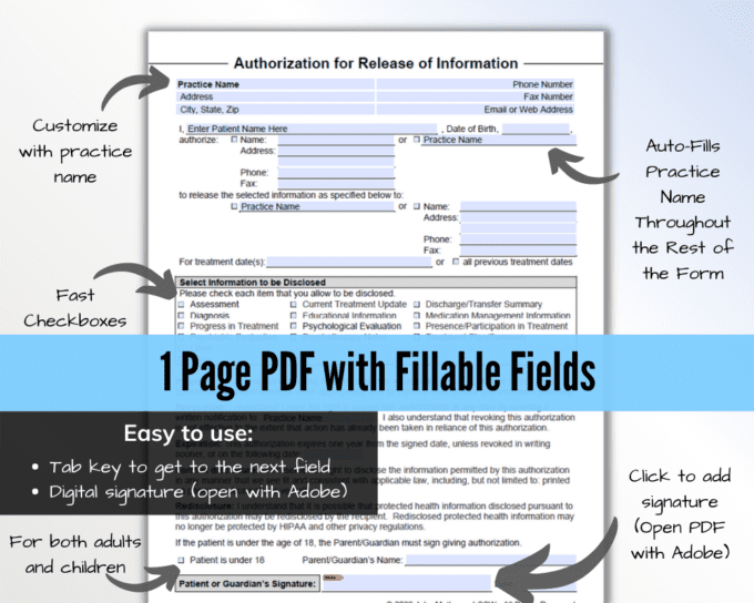 mental health release of information form