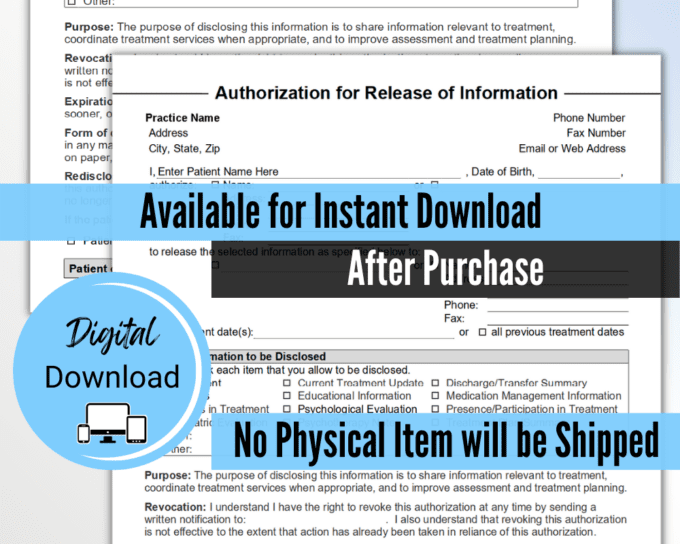 mental health release of information form