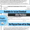 Credit Card Authorization Form, Credit Card on File, for Mental Health, Therapy Practices